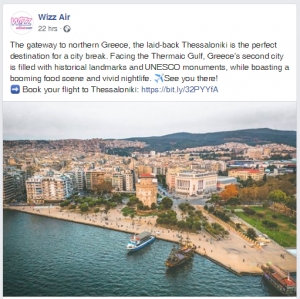 Η WizzAir διαφημίζει Θεσσαλονίκη στα Social Media